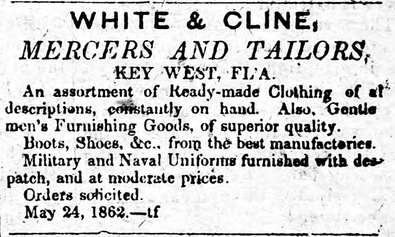 Newspaper ad for White & Cline, “mercers and tailors,” New Era, 6 Sept., 1862. University of Florida Digital Collections.Picture