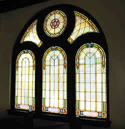 Stained glass windows, Ahath Rayim synagogue, early 21st century.